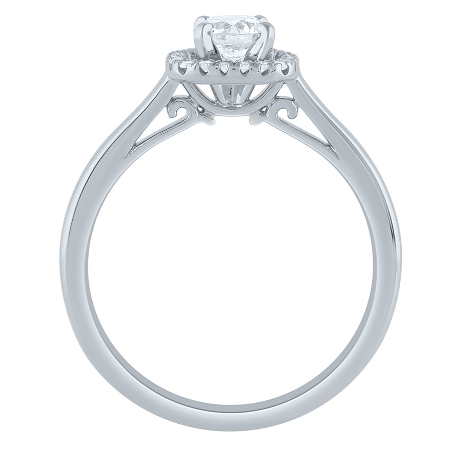 -Angeline- 14K White Gold Halo Diamond Engagement Ring (0.38 ct tw)