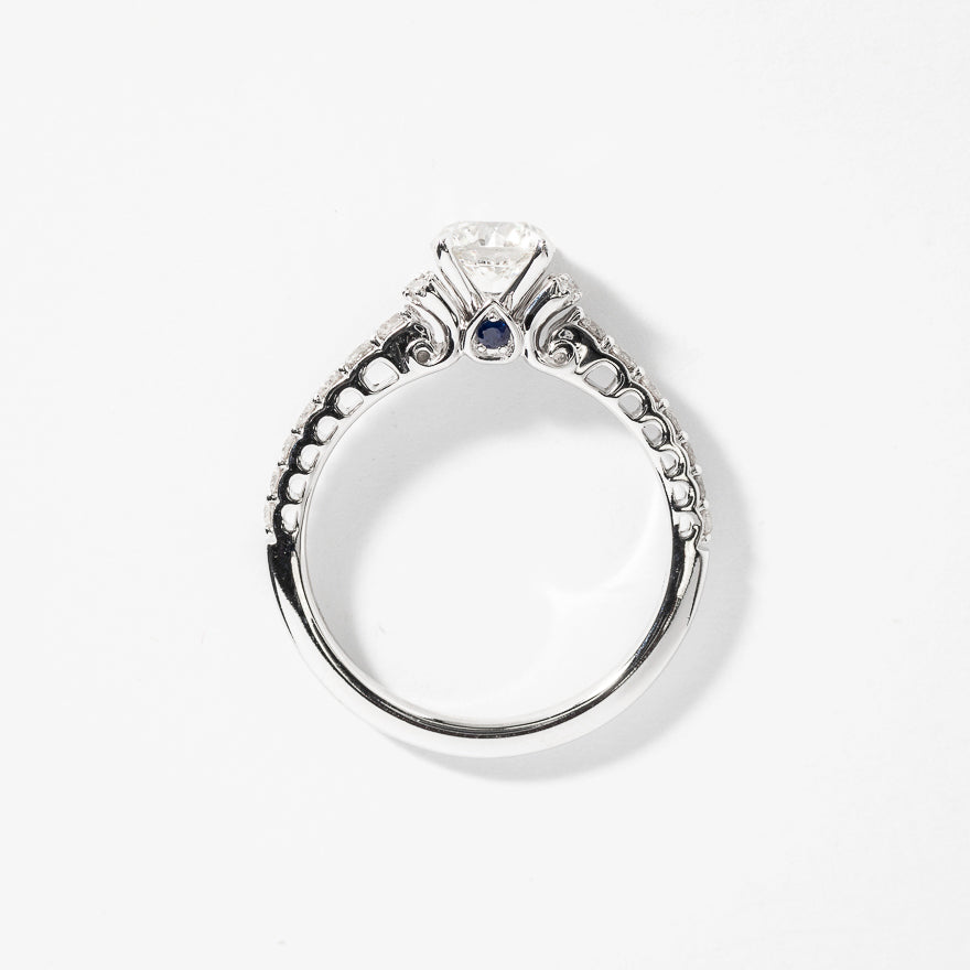 Diamond Engagement Ring With Sapphire Accents in 14K White Gold (1.22 ct tw)