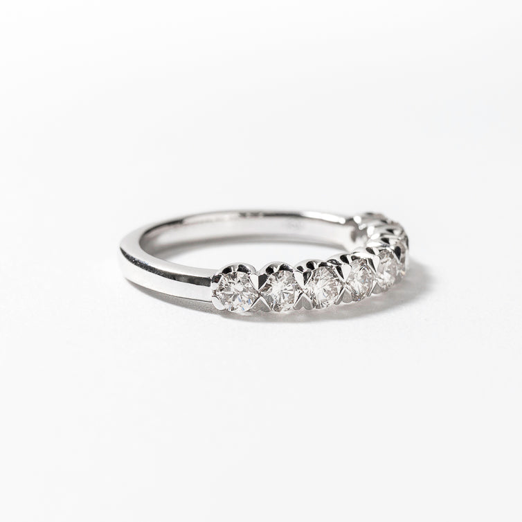 Diamond Anniversary Band With Heart Shaped Prongs in 14K White Gold (1.00 ct tw)