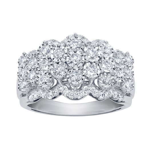 - Majestic - Diamond Cluster Ring in 10K White Gold (1.00 ct tw)