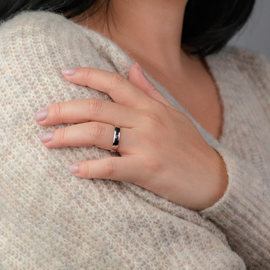 Low Dome Comfort Fit Wedding Band in 14K White Gold (4MM)