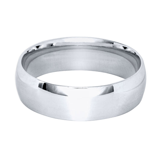 Low Dome Comfort Fit Wedding Band in 14K White Gold (6MM)