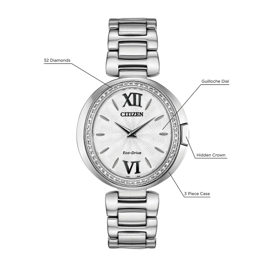 Citizen Capella Ladies Eco-Drive Silver Stainless Steel Watch | EX1500