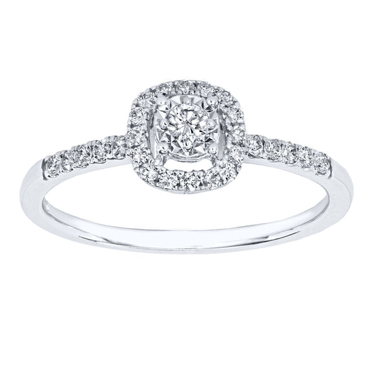 Diamond Halo Ring of the Miracle Mark Collection in 14K White Gold with Diamonds (0.24ct tw)