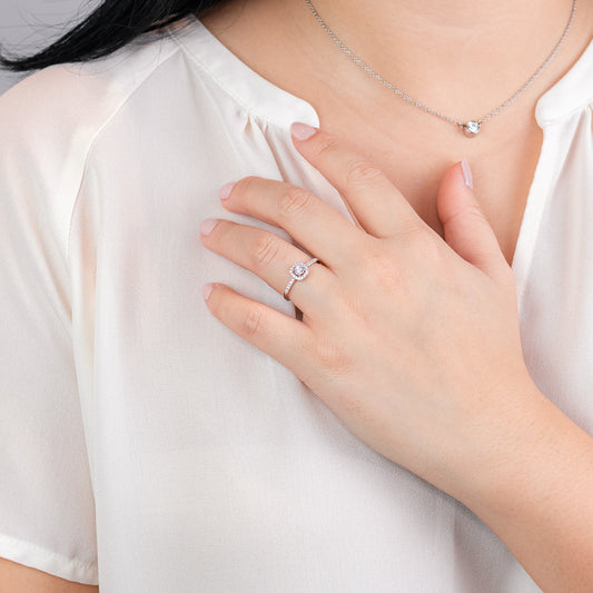 Diamond Halo Ring of the Miracle Mark Collection in 14K White Gold with Diamonds (0.24ct tw)