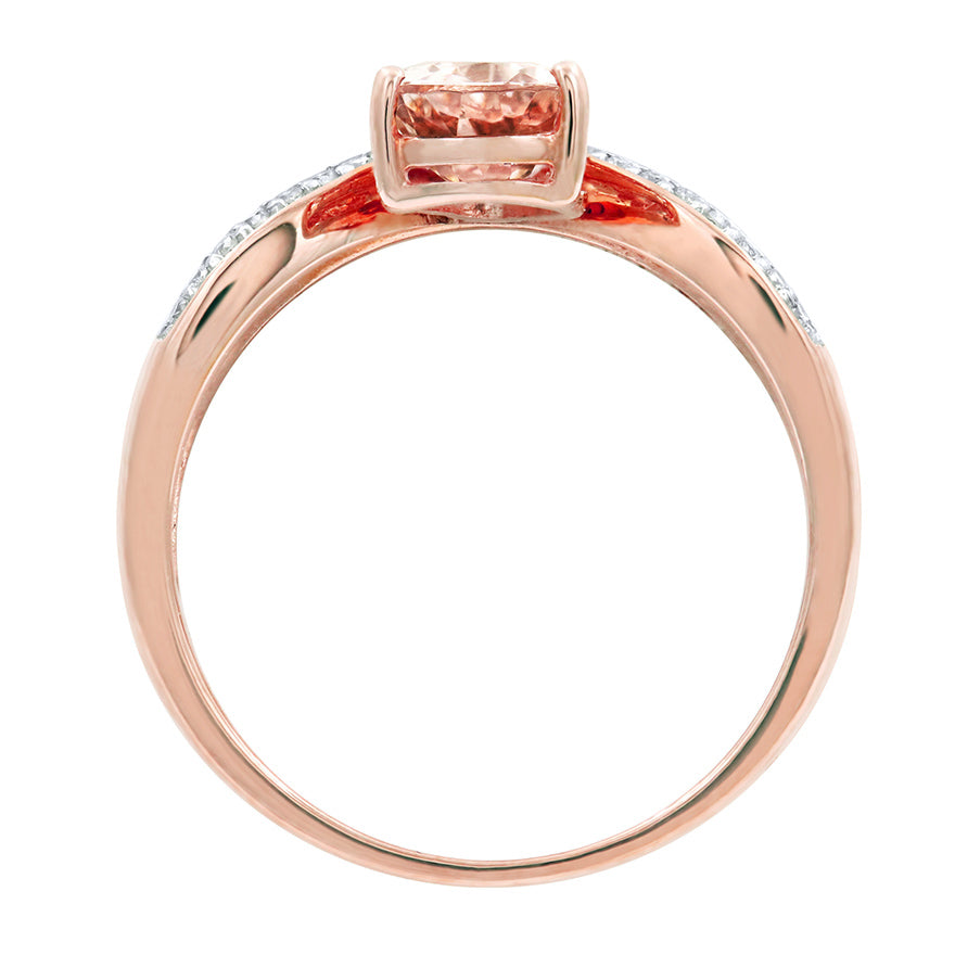 Pear-Shaped Morganite and Diamond Ring in 14K Rose Gold – Ann