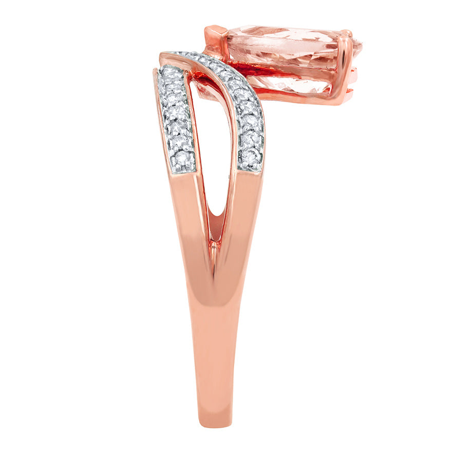 Pear-Shaped Morganite and Diamond Ring in 14K Rose Gold