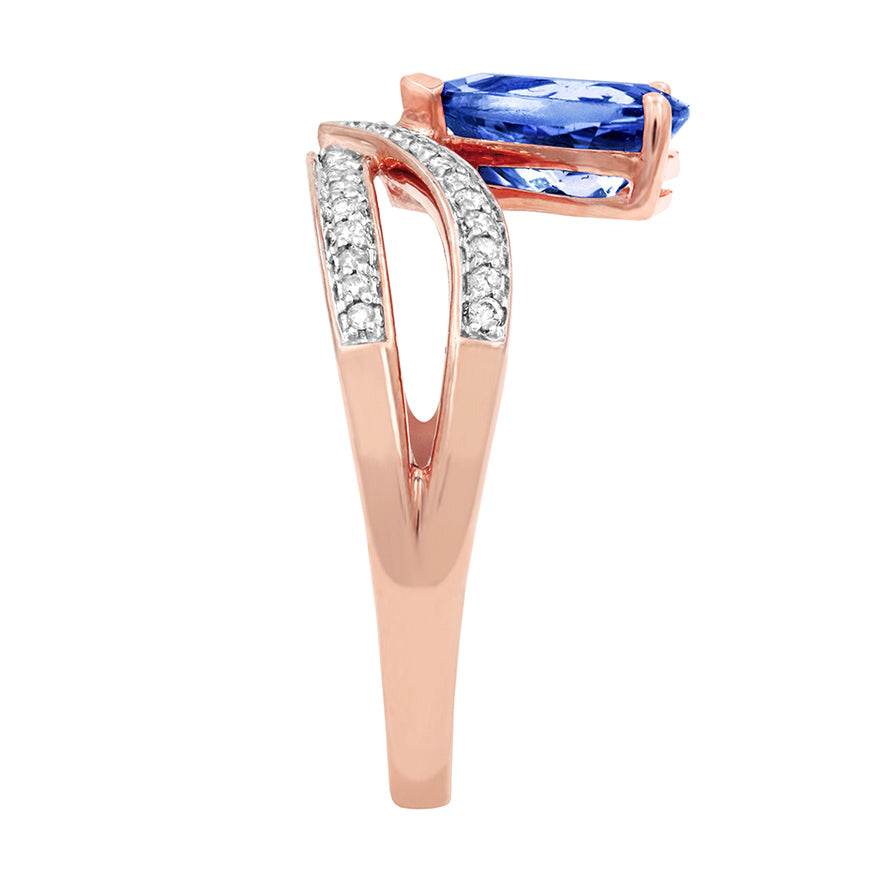 Tanzanite Ring With Diamond Accents in 14K Rose Gold