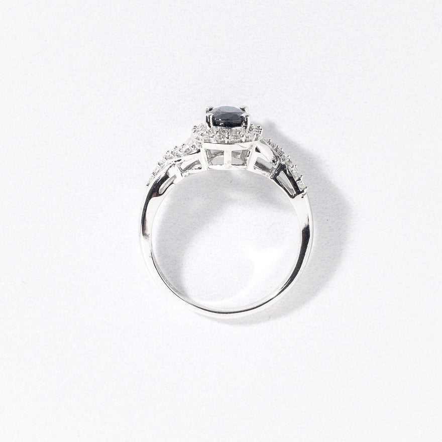 Oval Sapphire Ring With Diamond Accents in 10K White Gold