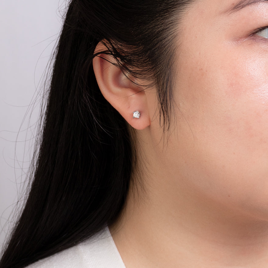 Solitaire Canadian Diamond Stud Earrings in 14K White Gold