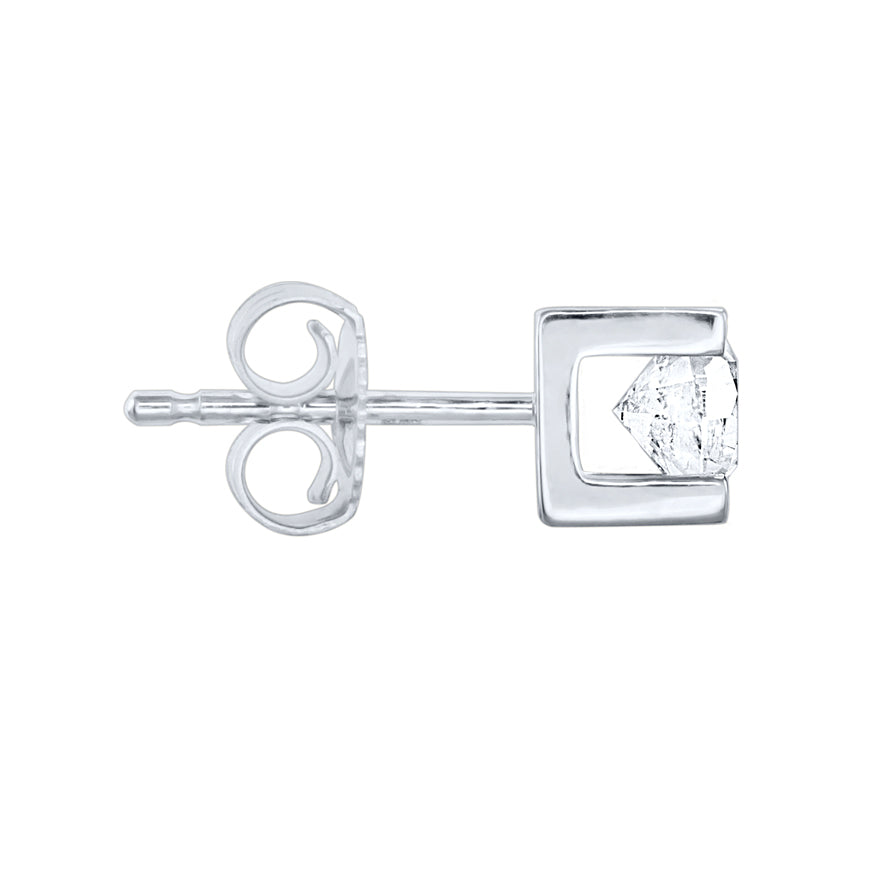 Solitaire Canadian Diamond Stud Earrings in 14K White Gold (0.10 ct tw)