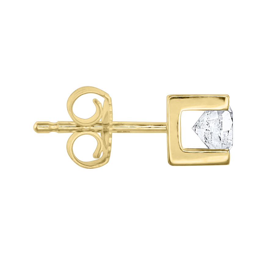 Solitaire Canadian Diamond Stud Earrings in 14K Yellow Gold (0.70 ct tw)