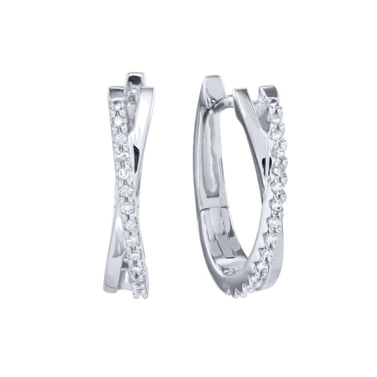 Diamond Hoop Earrings in 10K White Gold (0.10 ct tw)