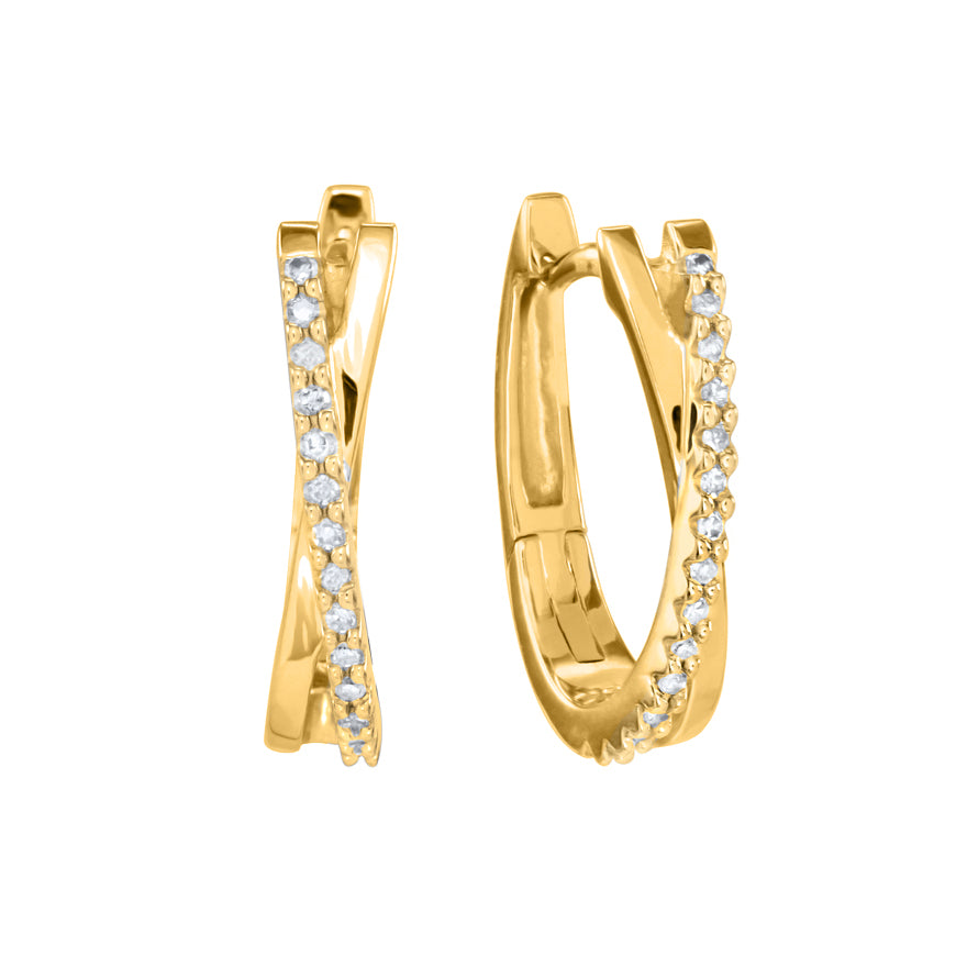 Diamond Hoop Earrings in 10K Yellow Gold (0.10 ct tw)