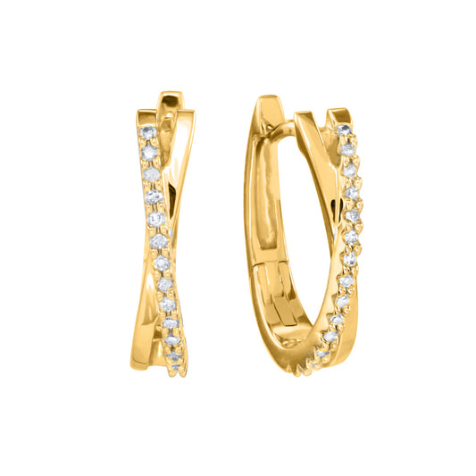 Diamond Hoop Earrings in 10K Yellow Gold (0.10 ct tw)