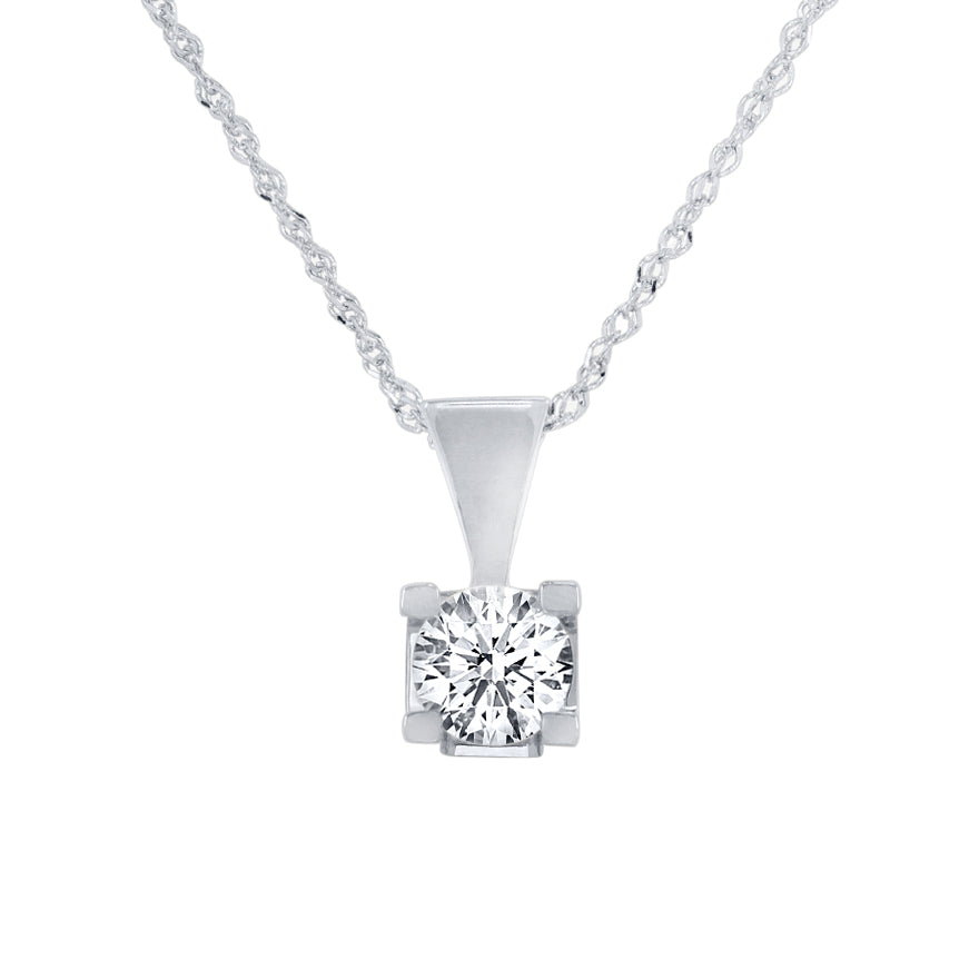 14K White Gold Canadian Diamond Pendant Necklace in a Four Claw Setting (0.40 ct tw)