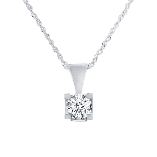 14K White Gold Canadian Diamond Pendant Necklace in a Four Claw Setting (0.40 ct tw)