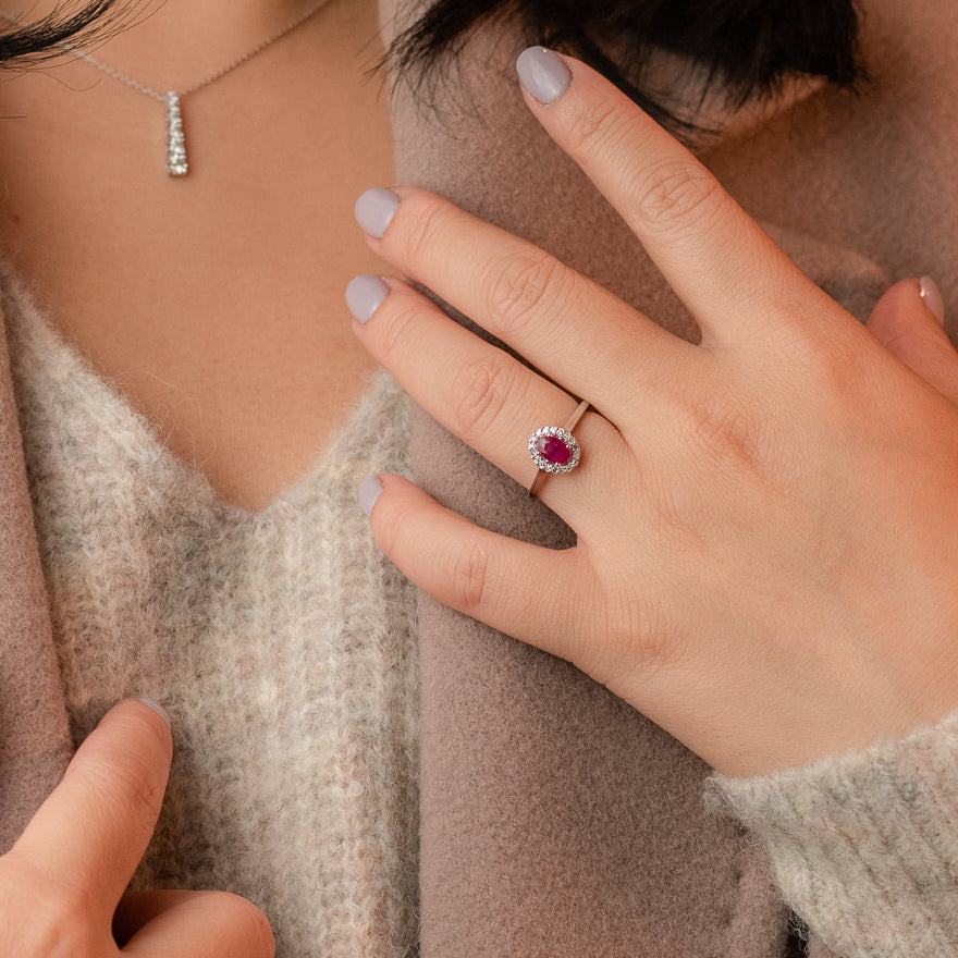 Ruby halo store rings