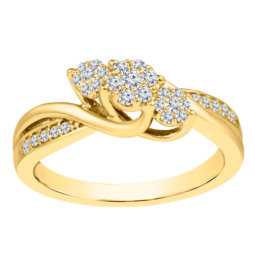 10K Yellow Gold Diamond Cluster Ring (0.20 ct tw)