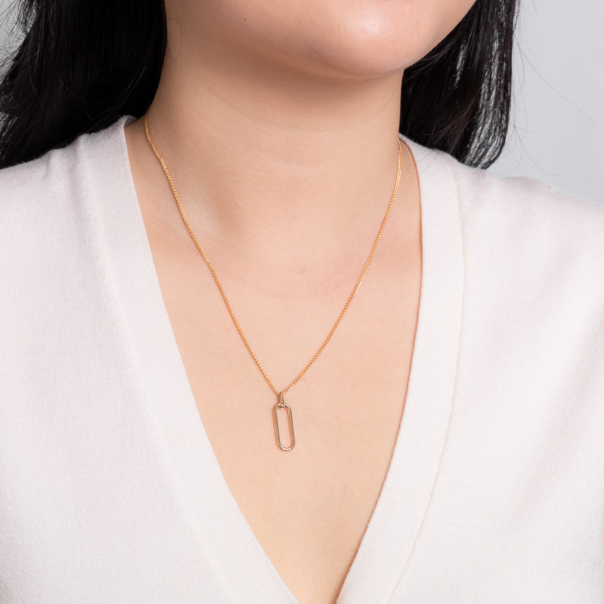 Paper Clip Pendant in 10K Yellow Gold