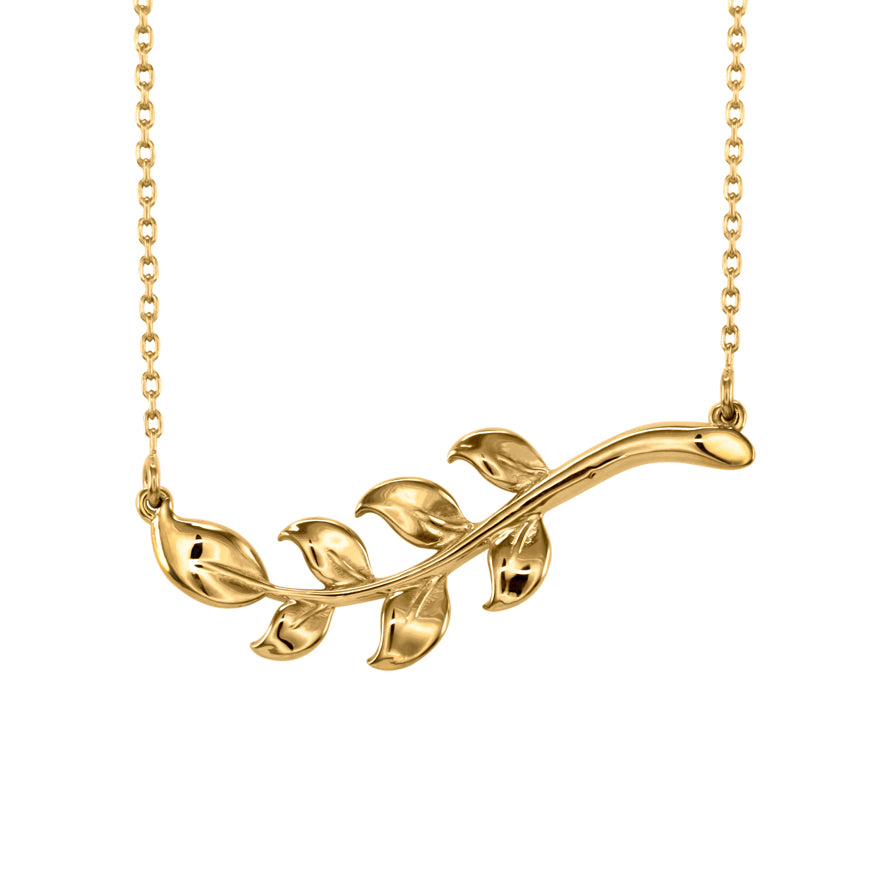 Leaf Vine Necklace in 10K Yellow Gold