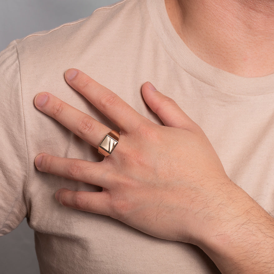 Men’s Square Signet Ring 10K Yellow Gold