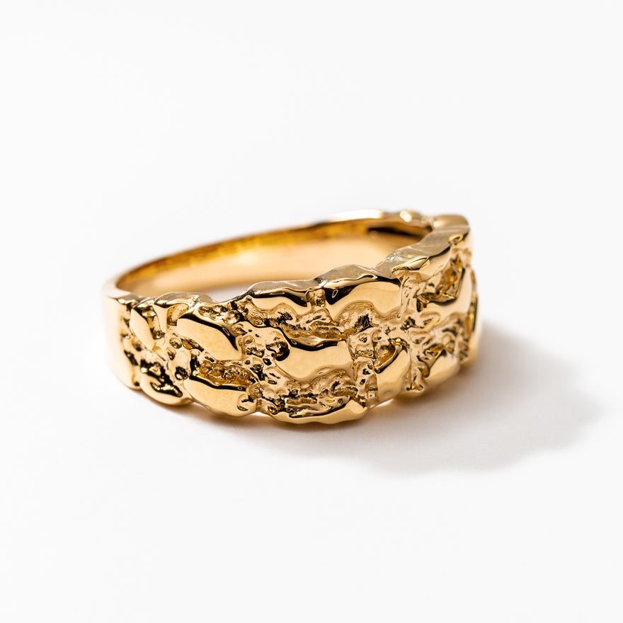 Men's Gold Nugget Ring in 10K Yellow Gold