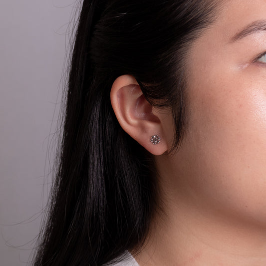 Snowflake Stud Earrings in 10K White Gold