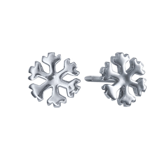 Snowflake Stud Earrings in 10K White Gold