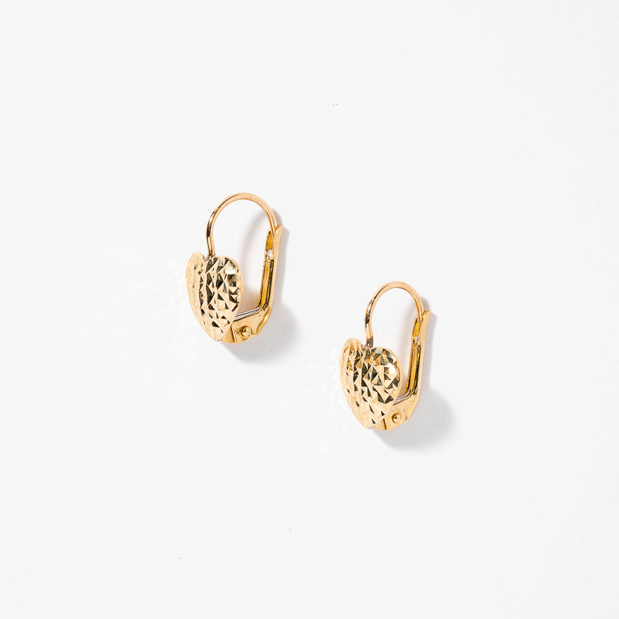 Puffed Heart Earrings in 10K Yellow Gold