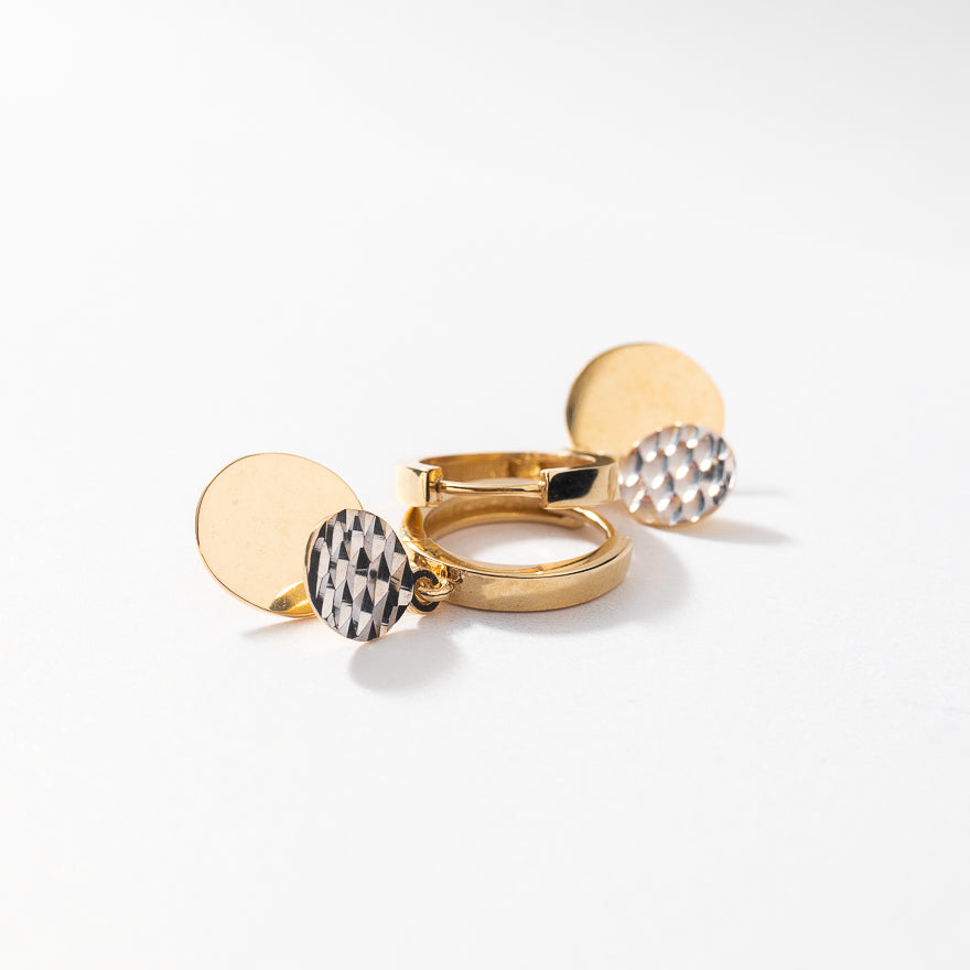 Diamond Cut Gold Hoop Earrings in 10K Yellow Gold