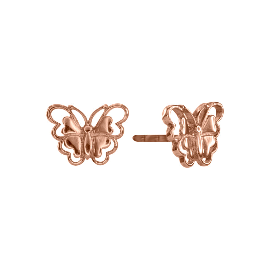 Butterfly Stud Earrings in 10K Rose Gold