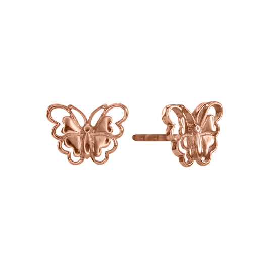 Butterfly Stud Earrings in 10K Rose Gold