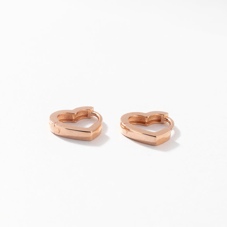 Heart shaped rose gold earrings store