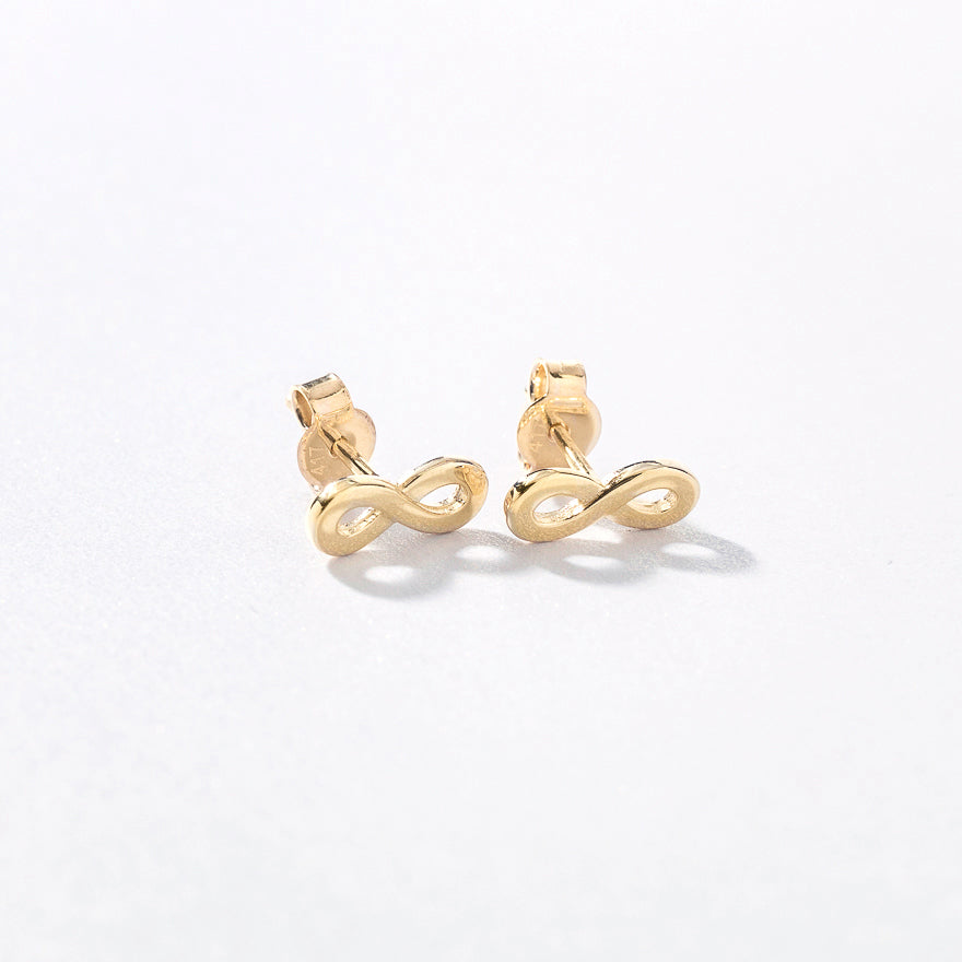 Infinity Stud Earrings in 10K Yellow Gold Ann Louise Jewellers