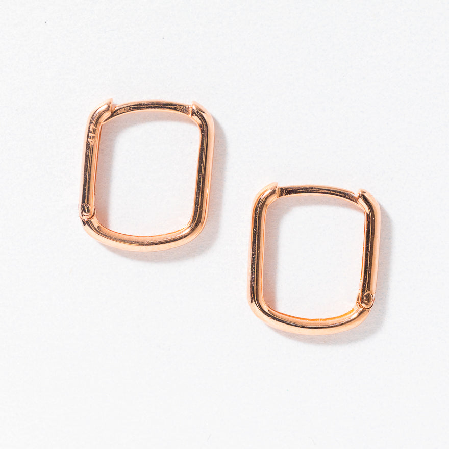 Rectangle Hoop Earrings in 10K Rose Gold