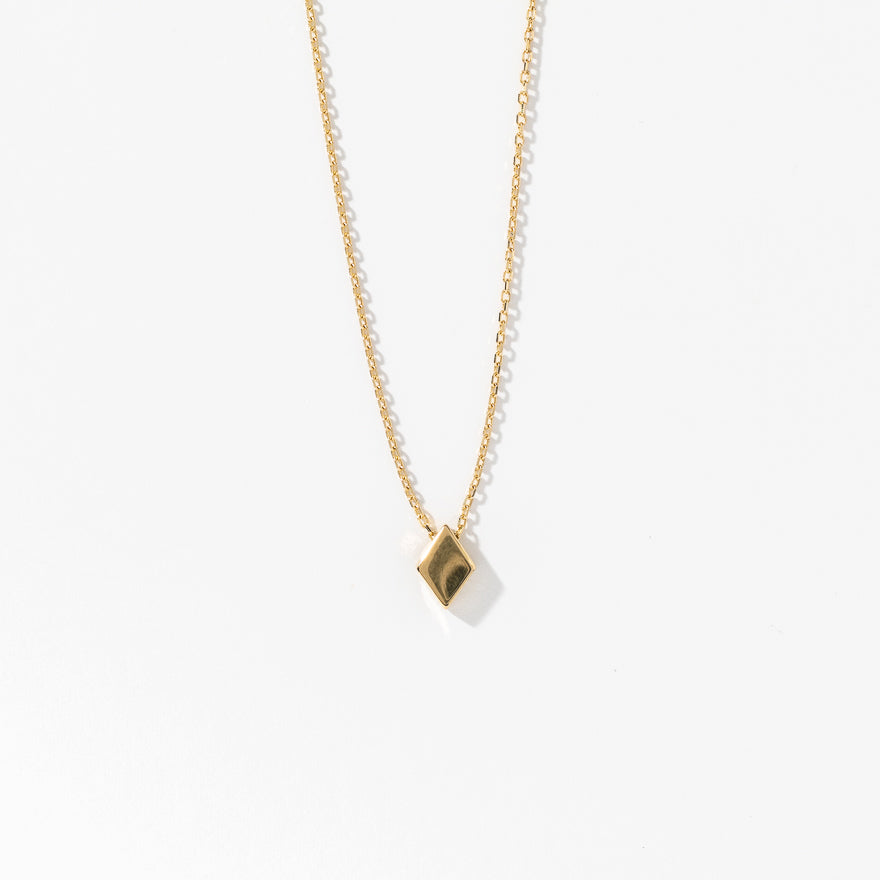 Diamond Shape Charm Pendant Necklace in 10K Yellow Gold