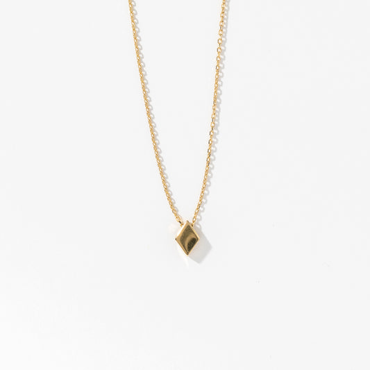 Diamond Shape Charm Pendant Necklace in 10K Yellow Gold