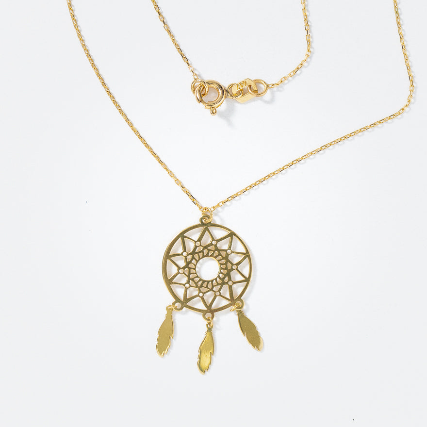 Dreamcatcher Pendant Necklace in 10K Yellow Gold