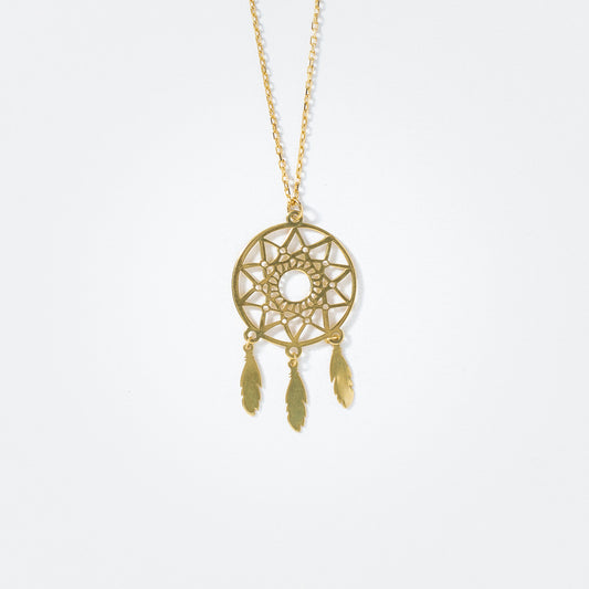 Dreamcatcher Pendant Necklace in 10K Yellow Gold