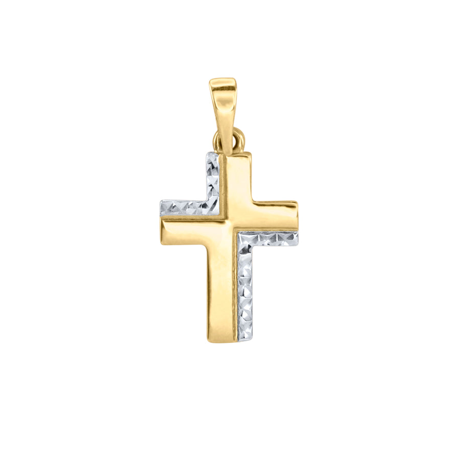 Cross Pendant in 10K Yellow and White Gold