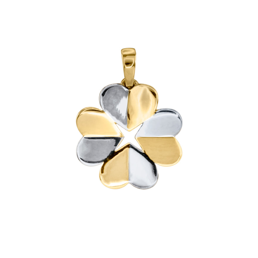 Four Leaf Clover Pendant in 10K White and Yellow Gold