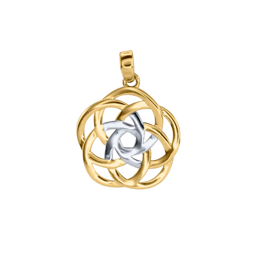 Two Tone Celtic Knot Pendant in 10K Yellow and White Gold