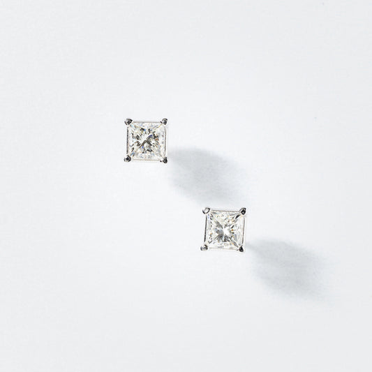 Princess Cut Diamond Stud Earrings in 14K White Gold (1.00 ct tw)