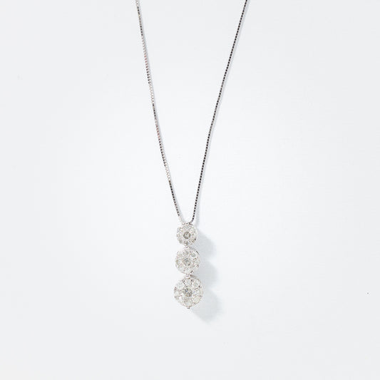 Diamond Cluster Necklace in 14K White Gold (0.75 ct tw)