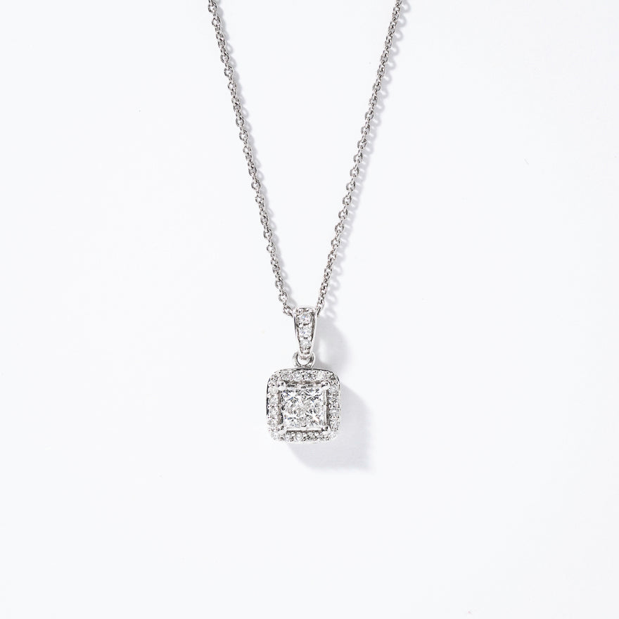 Princess Cut Diamond Cluster Pendant in 14K White Gold (0.50 ct tw)