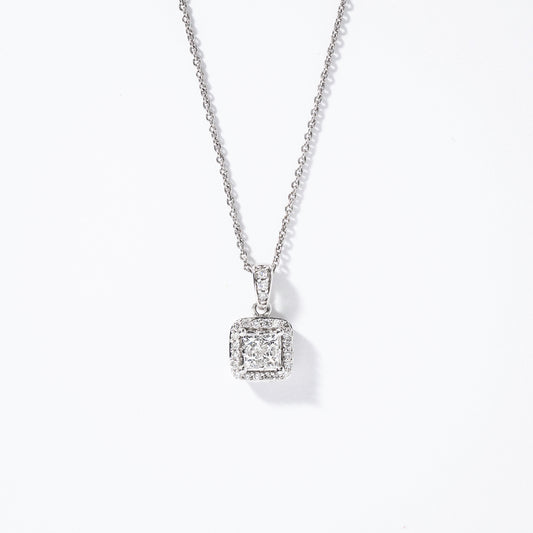 Princess Cut Diamond Cluster Pendant in 14K White Gold (0.50 ct tw)