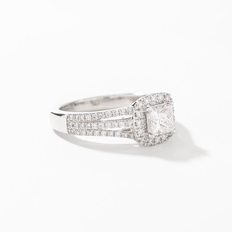 Princess Cut Diamond Engagement Ring in 18K White Gold (1.47 ct tw)