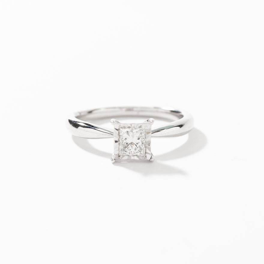 Princess Cut Diamond Engagement Ring in 14K White Gold (0.50 ct tw)