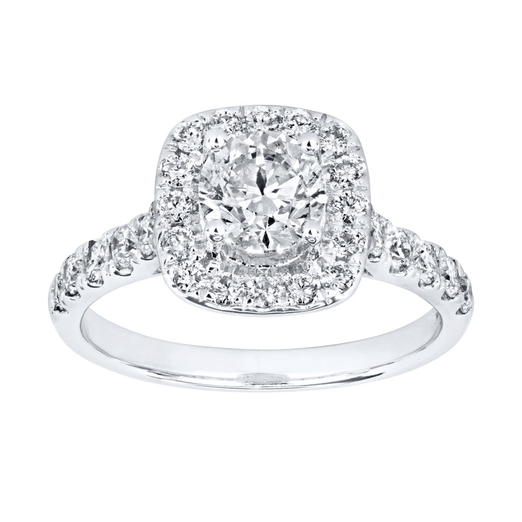 Halo Diamond Engagement Ring in 14K White Gold (1.50ct tw) – Ann-Louise ...